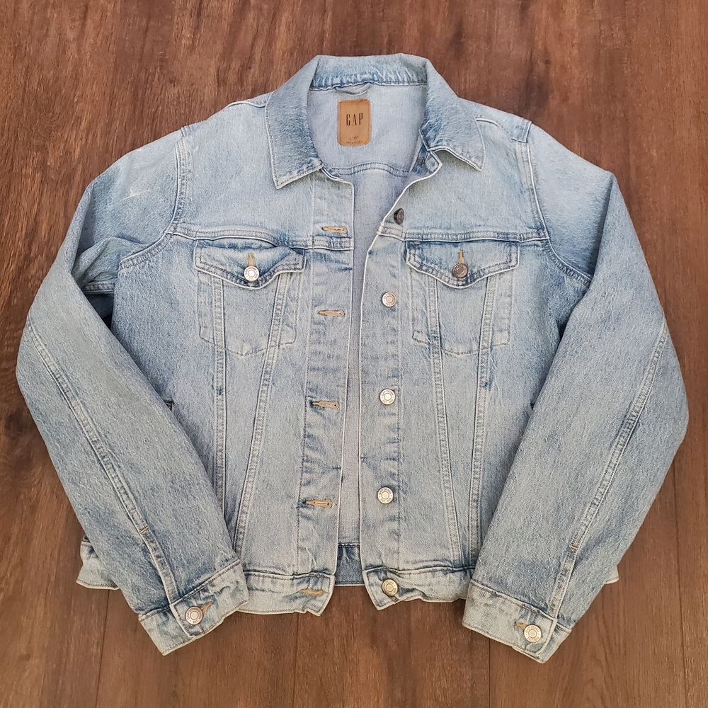 GAP Women's Faded Blue Denim Jacket Large